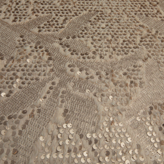 Pele Paetê Bordado  Manteiga Marfim