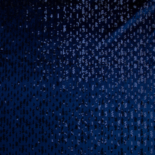 Veludo Paetê Bordado Rings Azul Marinho