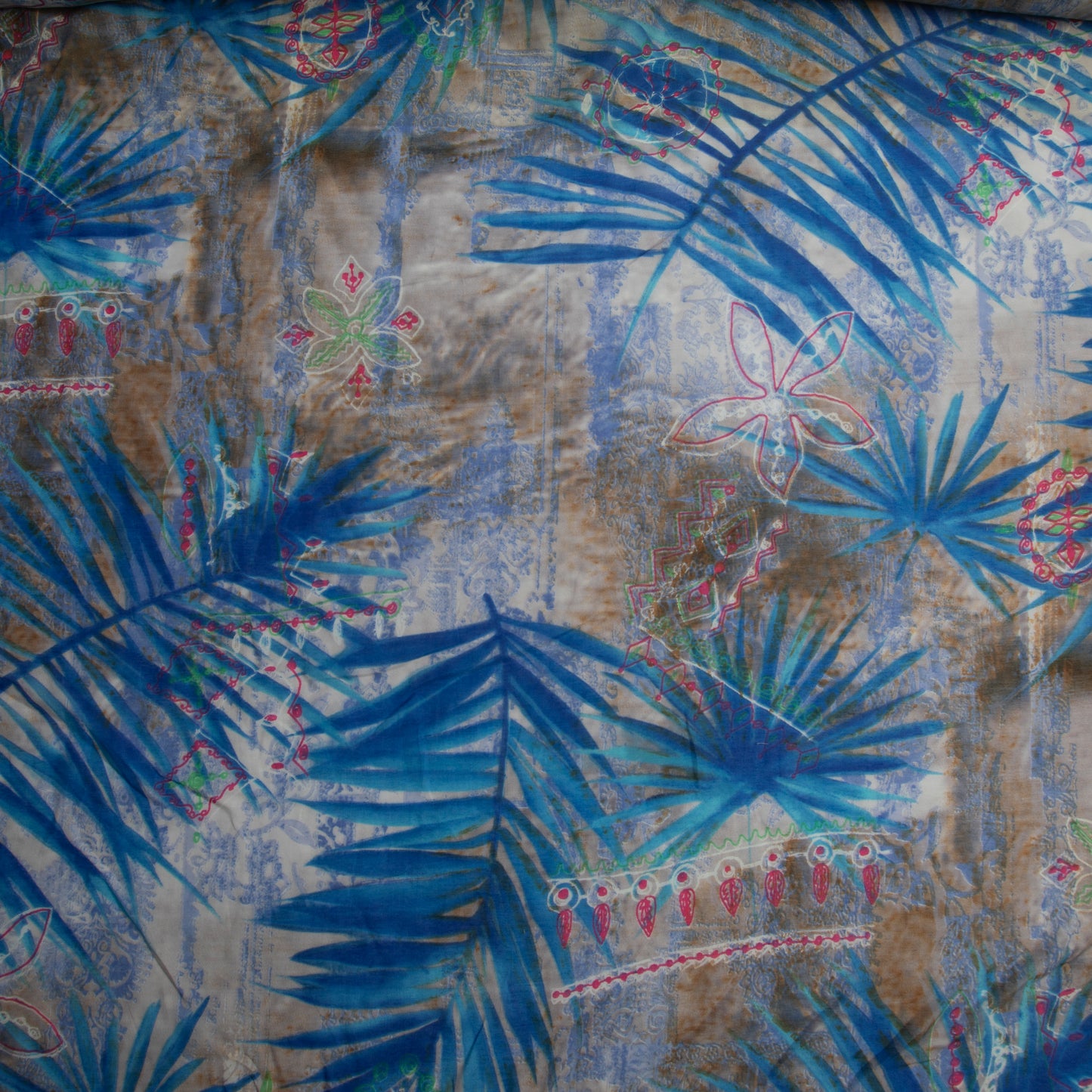 Seda de Algodão Estampado Azul Royal Des 45