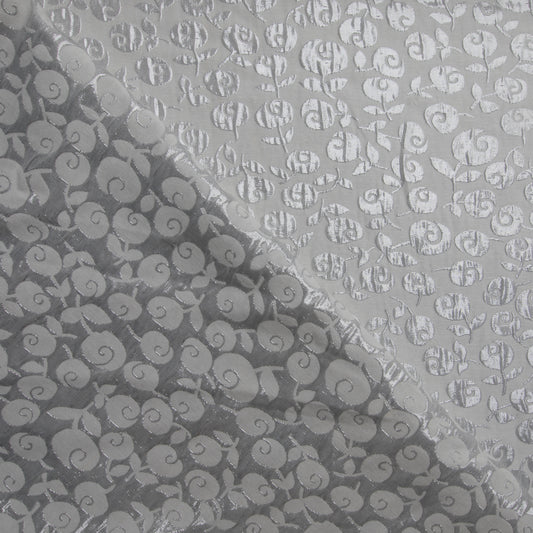 Jacquard Metálico Flor Prata