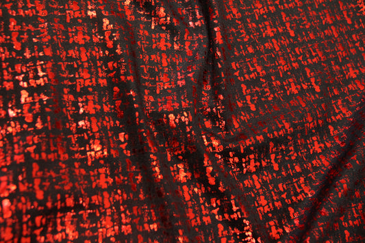 Veludo Tweed Metalizado Vermelho