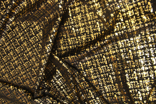 Veludo Tweed Metalizado Dourado
