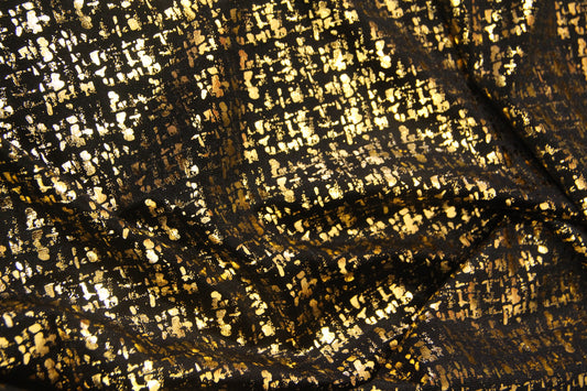 Veludo Tweed Metalizado Dourado