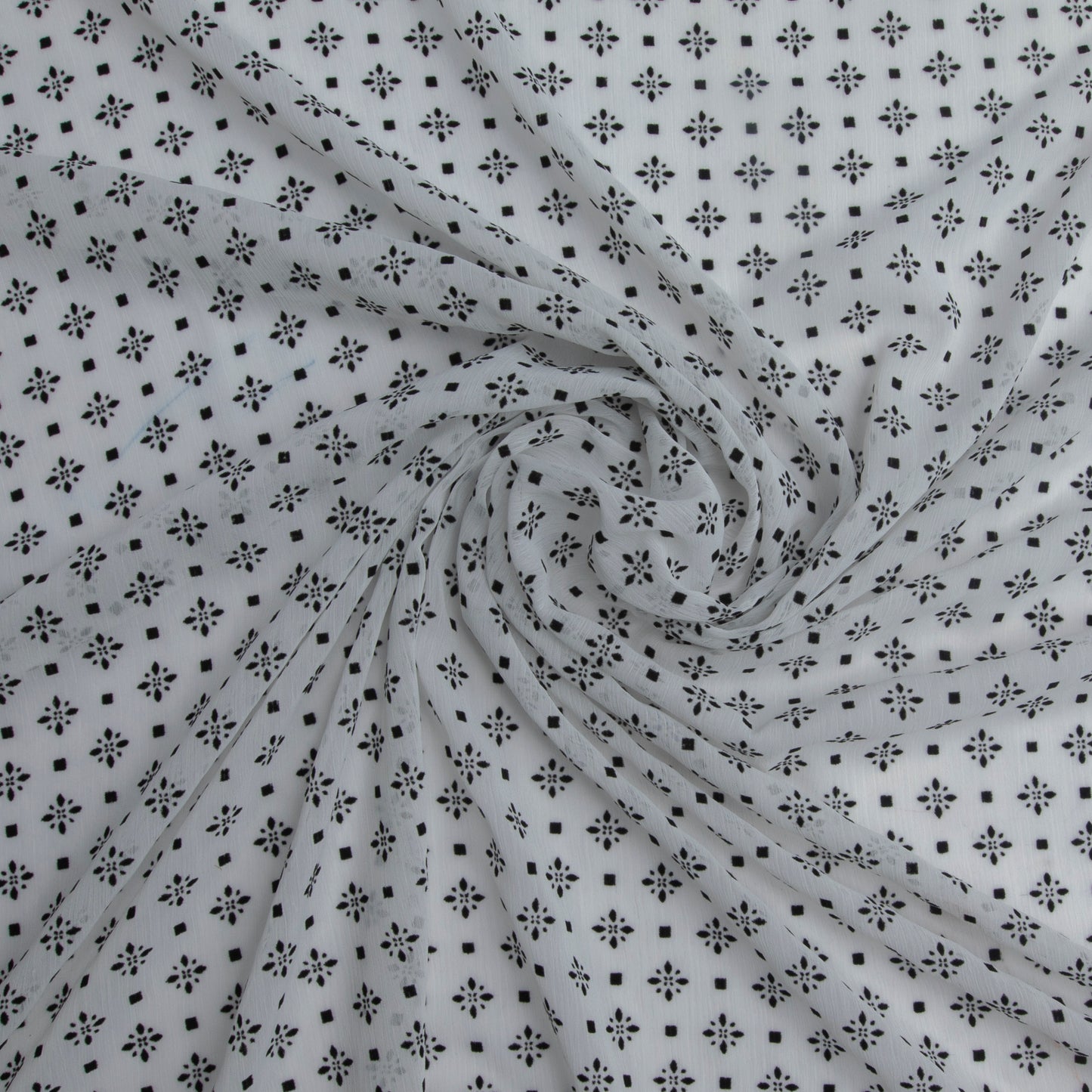 Chiffon Creponado Com Flocking Off White