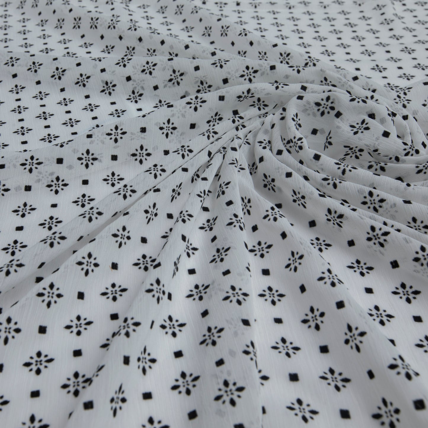 Chiffon Creponado Com Flocking Off White