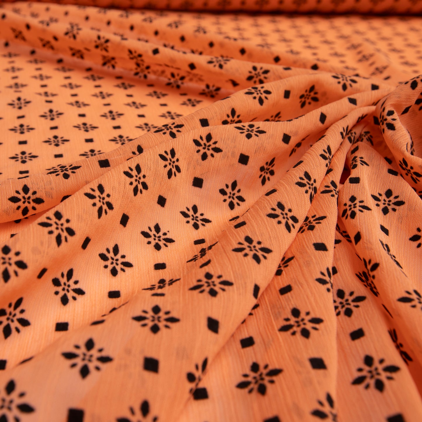 Chiffon Creponado Com Flocking Tangerina