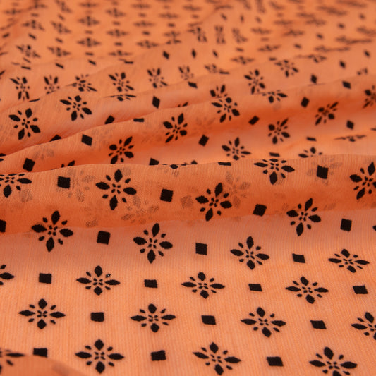 Chiffon Creponado Com Flocking  Tangerina