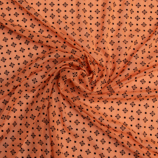 Chiffon Creponado Com Flocking  Tangerina