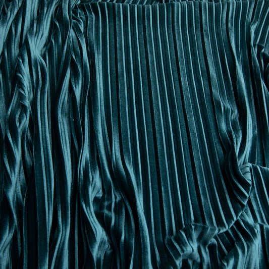 Veludo Plissê Span Azul Anis