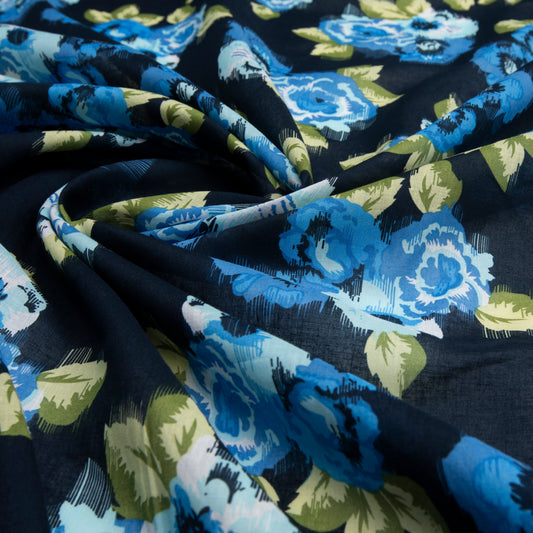 Estampado Floral Azul Marinho