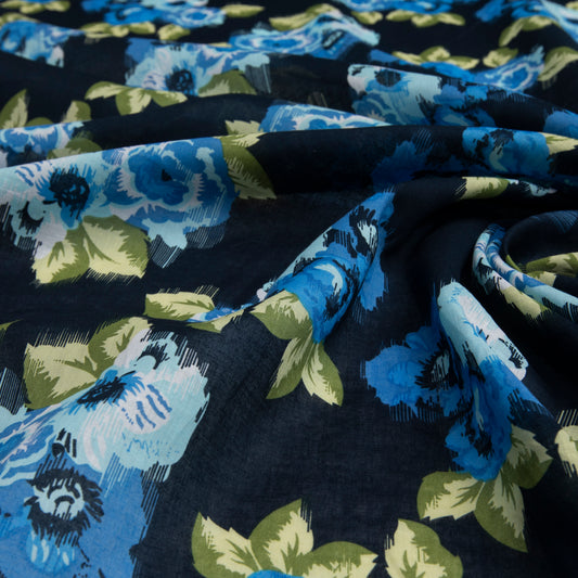 Estampado Floral Azul Marinho