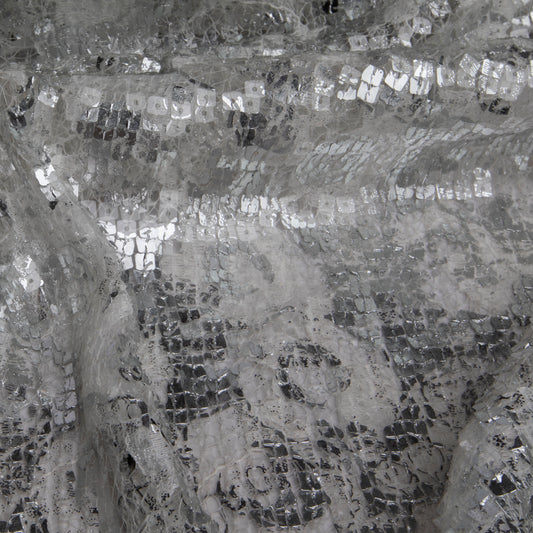 Tela Rosas com Paetê Foil Prata