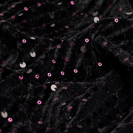 Veludo Paetê Bordado Dots Pink