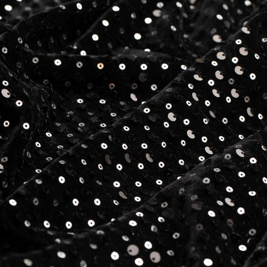 Veludo Paetê Bordado Dots Prata