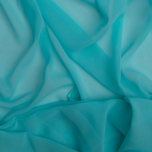 Chiffon Toque De Seda  Azul Piscina