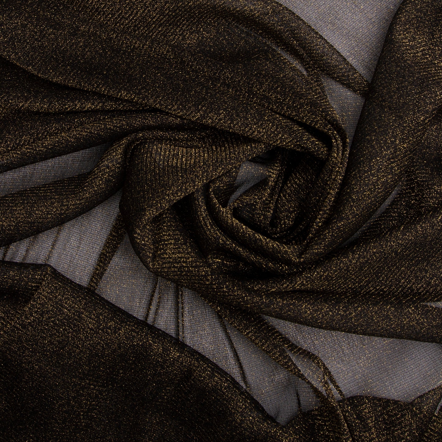 Malha Tule Gold Preto Dourado