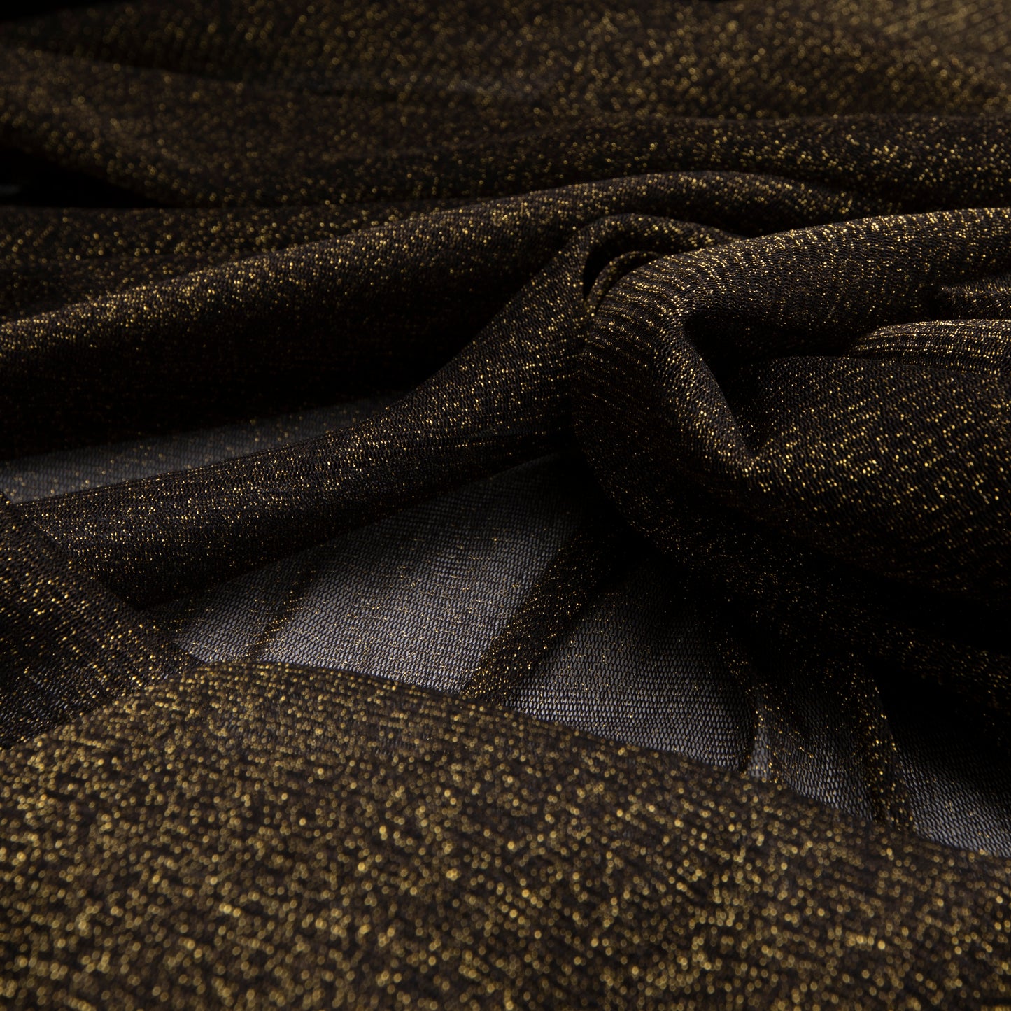 Malha Tule Gold Preto Dourado