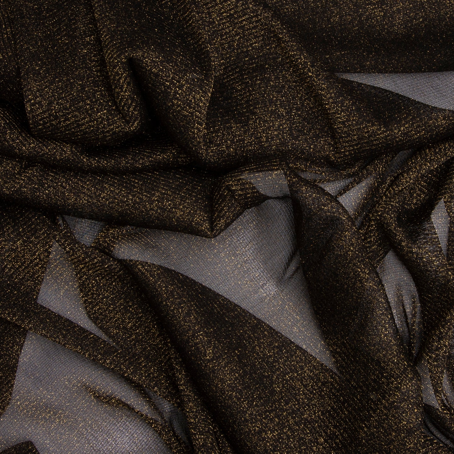 Malha Tule Gold Preto Dourado