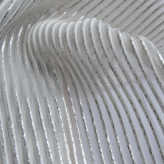 Plissê Metalic Silver Cru / Off White