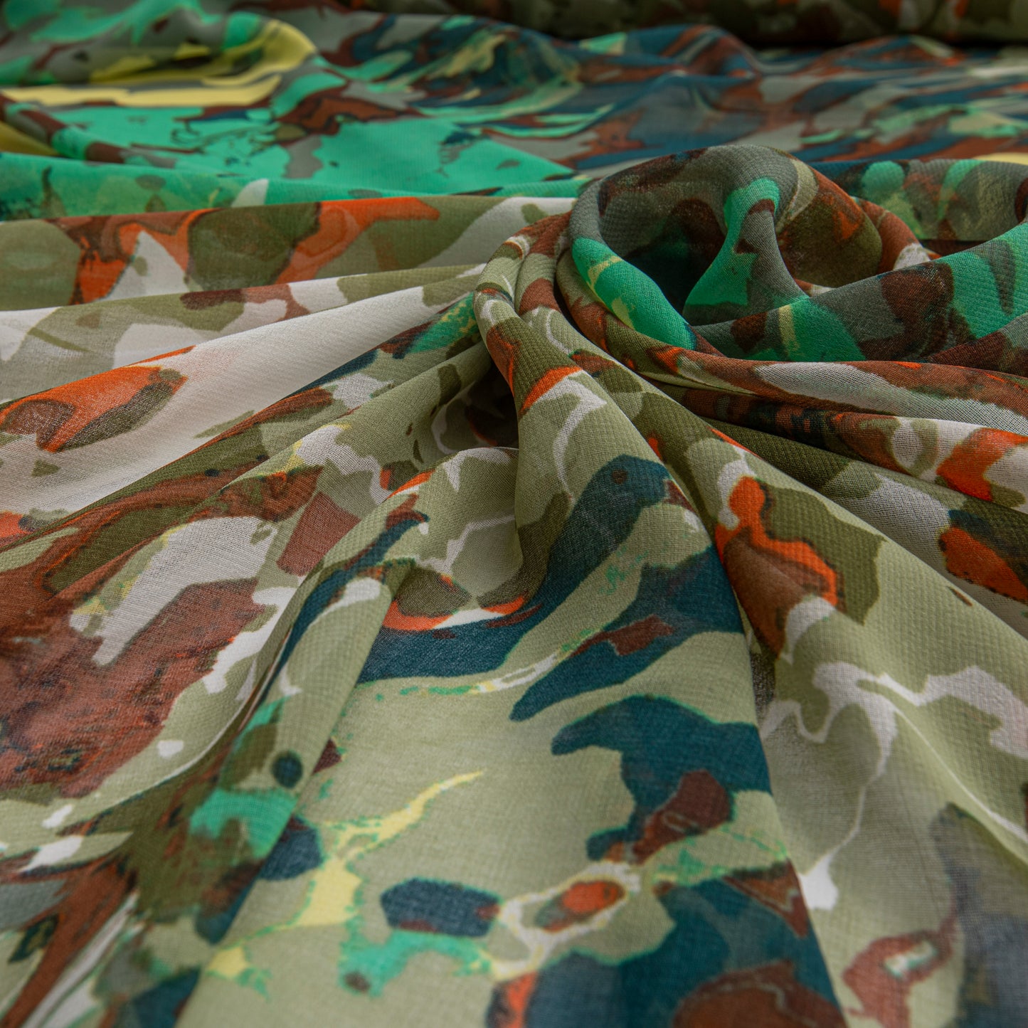 Chiffon Estampado Marrom Des 17
