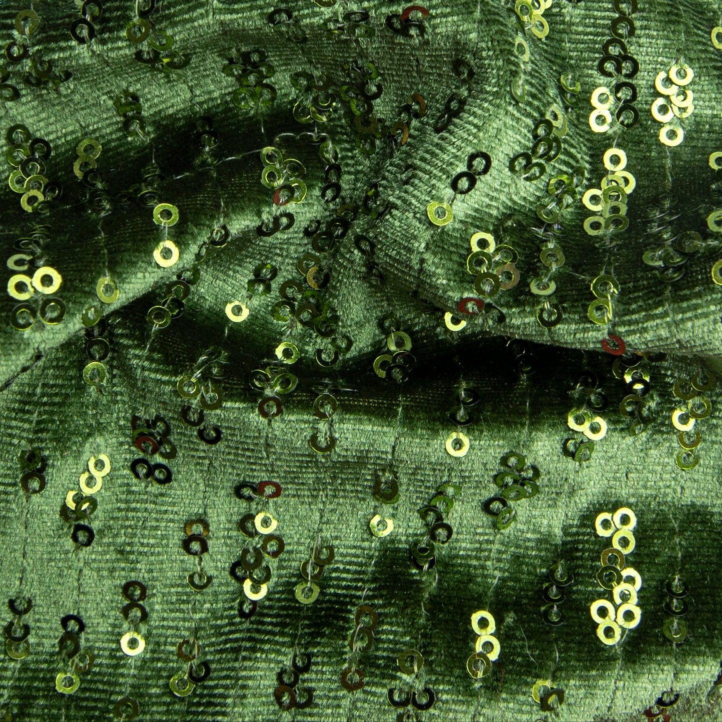 Veludo Paetê Bordado Rings Verde Musgo