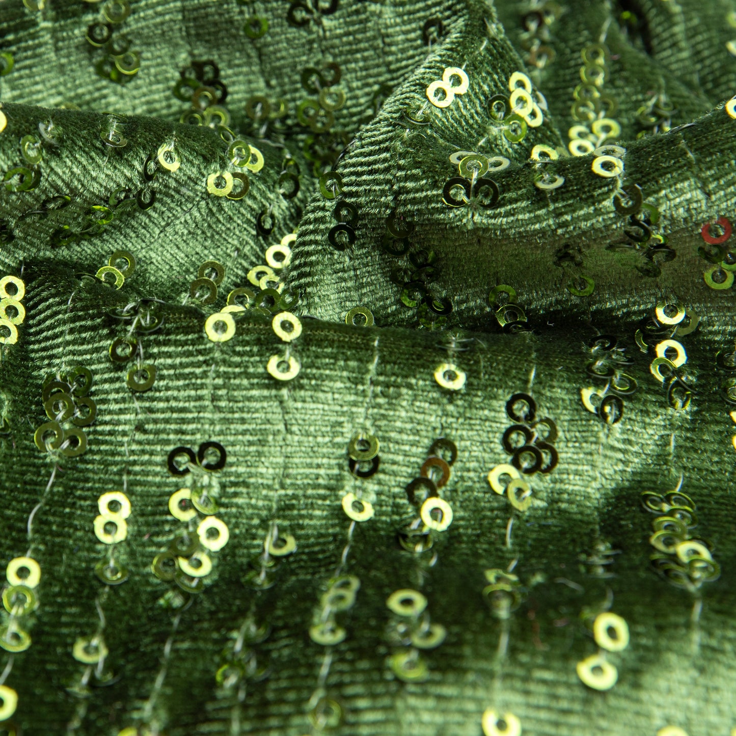 Veludo Paetê Bordado Rings Verde Musgo