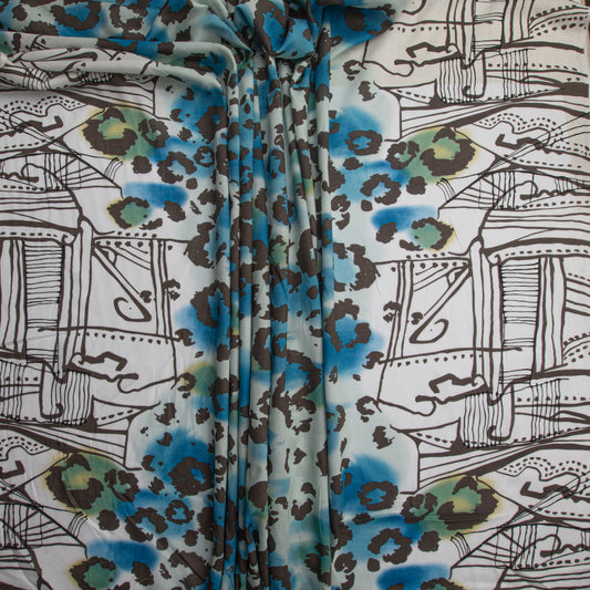 Crepe Voil Estampado Azul Bic Des 6