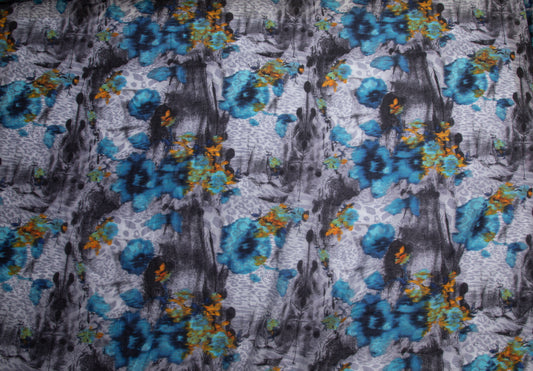 Seda de Algodão Estampado Azul Estampado Des 48