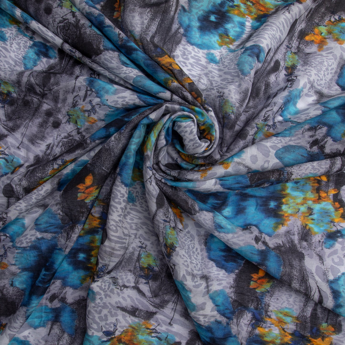 Seda de Algodão Estampado Azul Estampado Des 48
