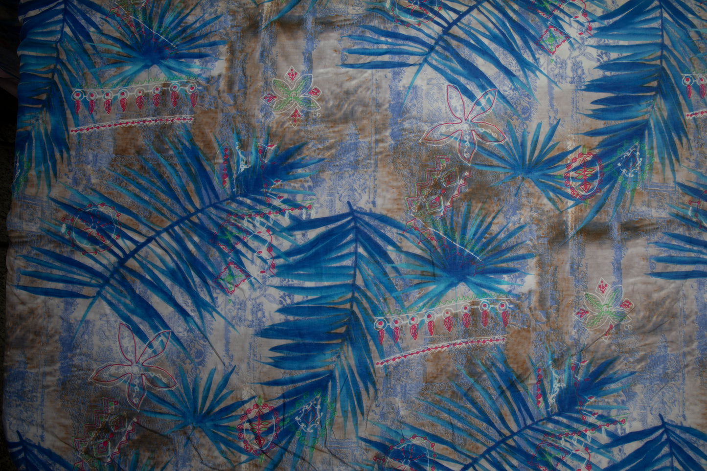 Seda de Algodão Estampado Azul Royal Des 45