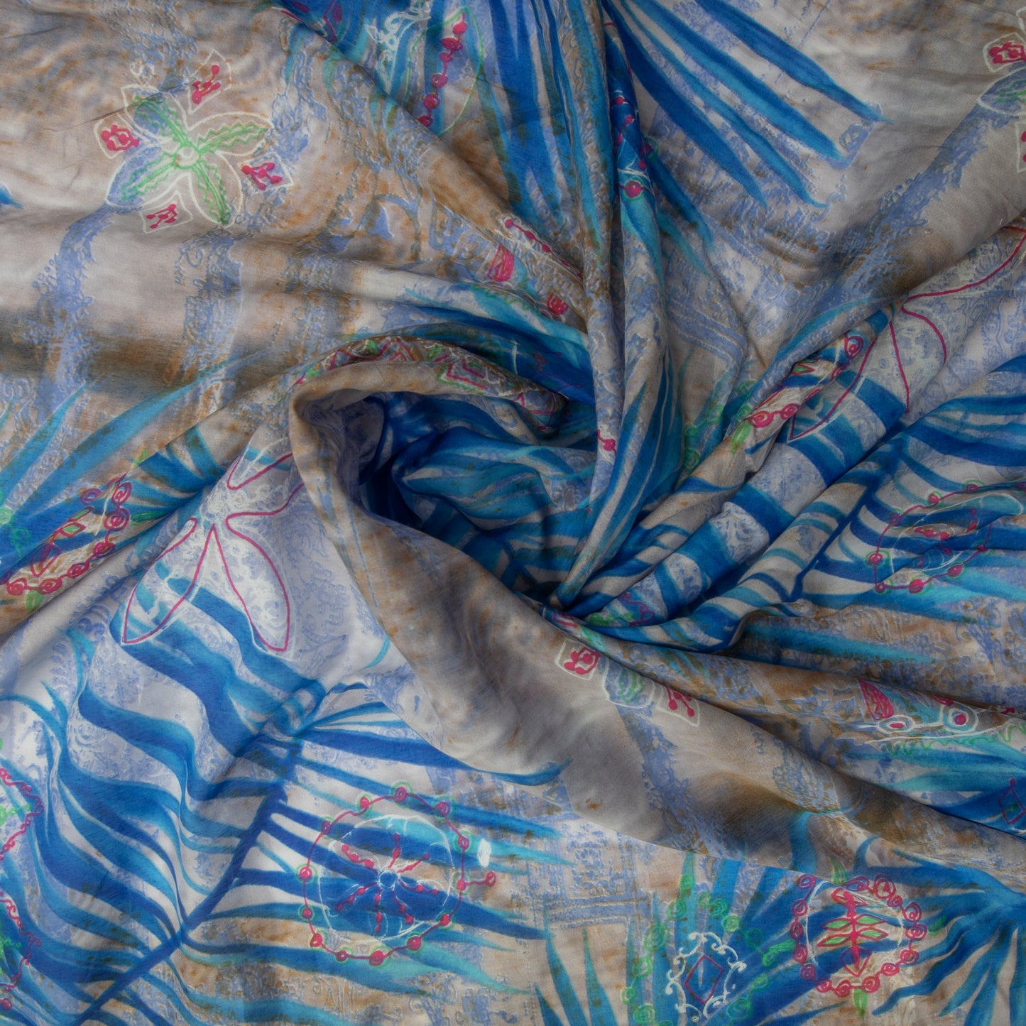 Seda de Algodão Estampado Azul Royal Des 45