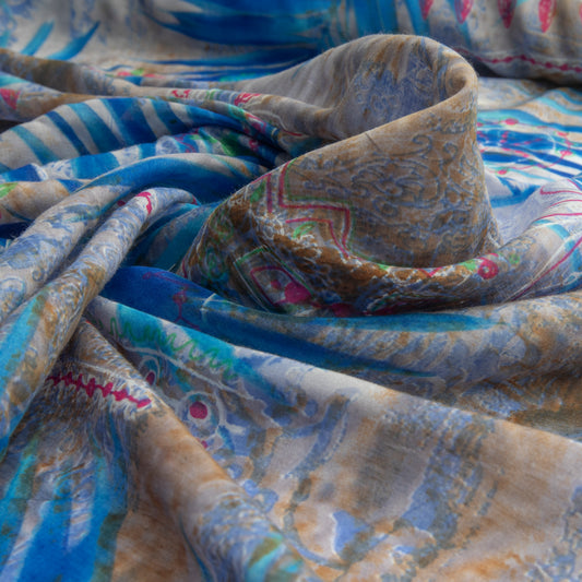 Seda de Algodão Estampado Azul Royal Des 45