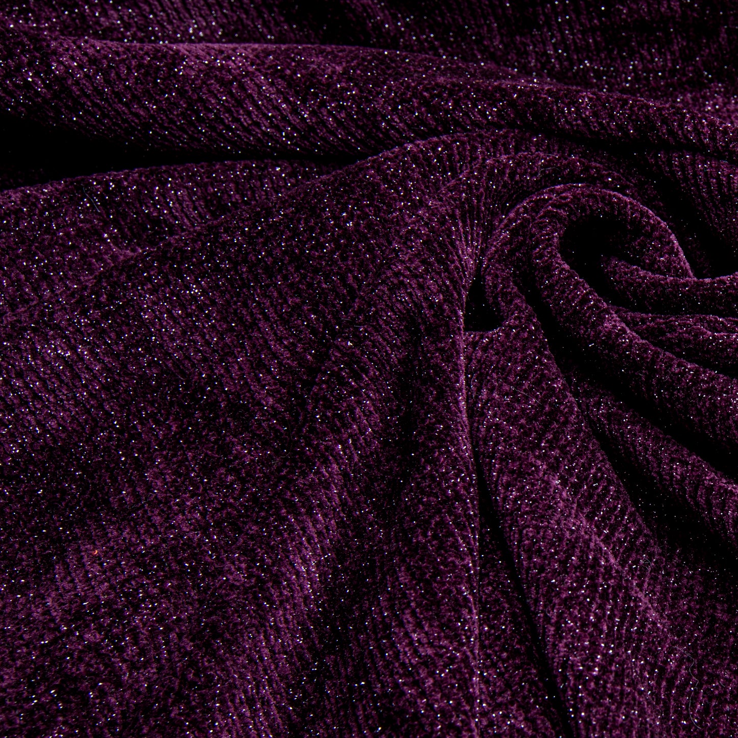 Veludo Boucle Lurex Berinjela