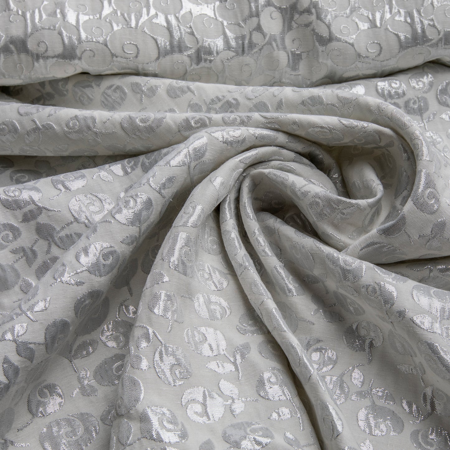 Jacquard Metálico Flor Prata