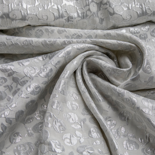 Jacquard Metálico Flor Prata