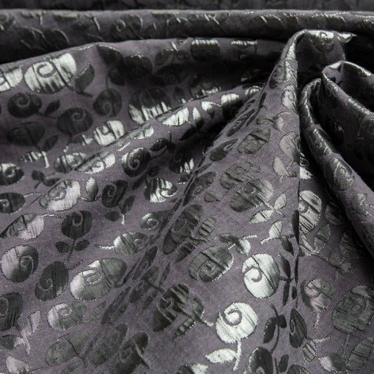 Jacquard Metálico Flor Vinho Claro