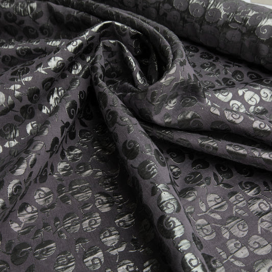Jacquard Metálico Flor Vinho Claro