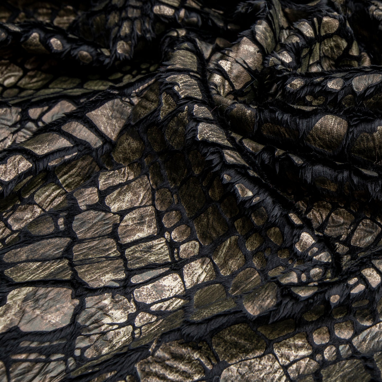 Pele Croco Com Foil Marrom
