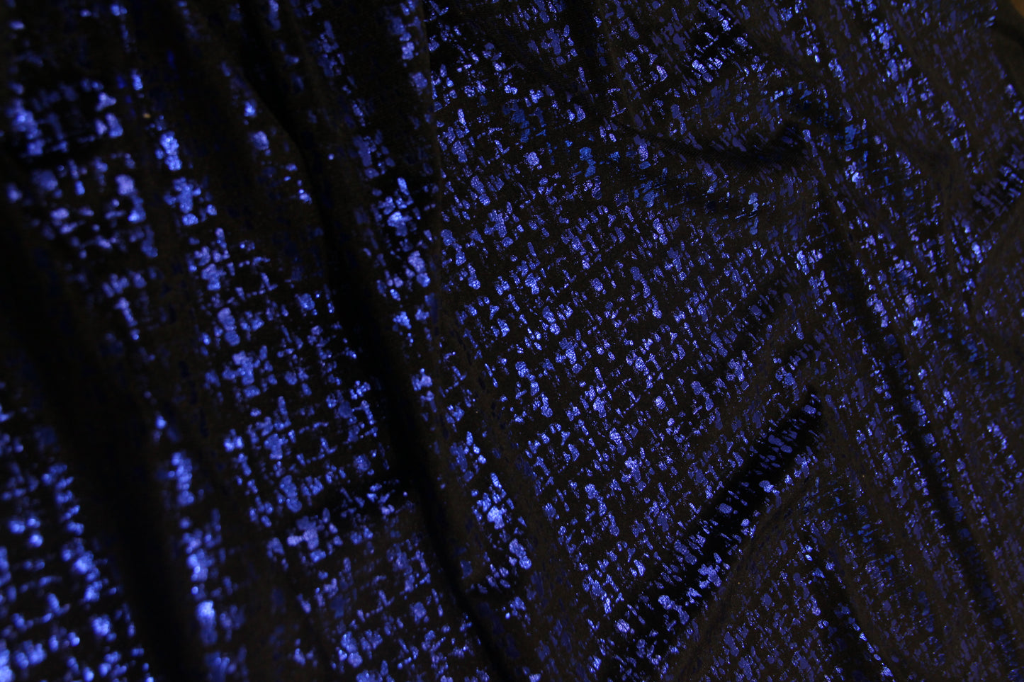 Veludo Tweed Metalizado Azul Bic