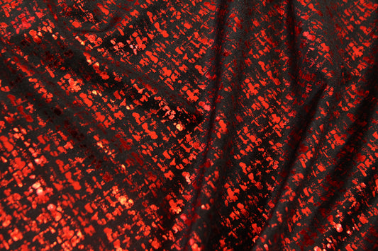 Veludo Tweed Metalizado Vermelho