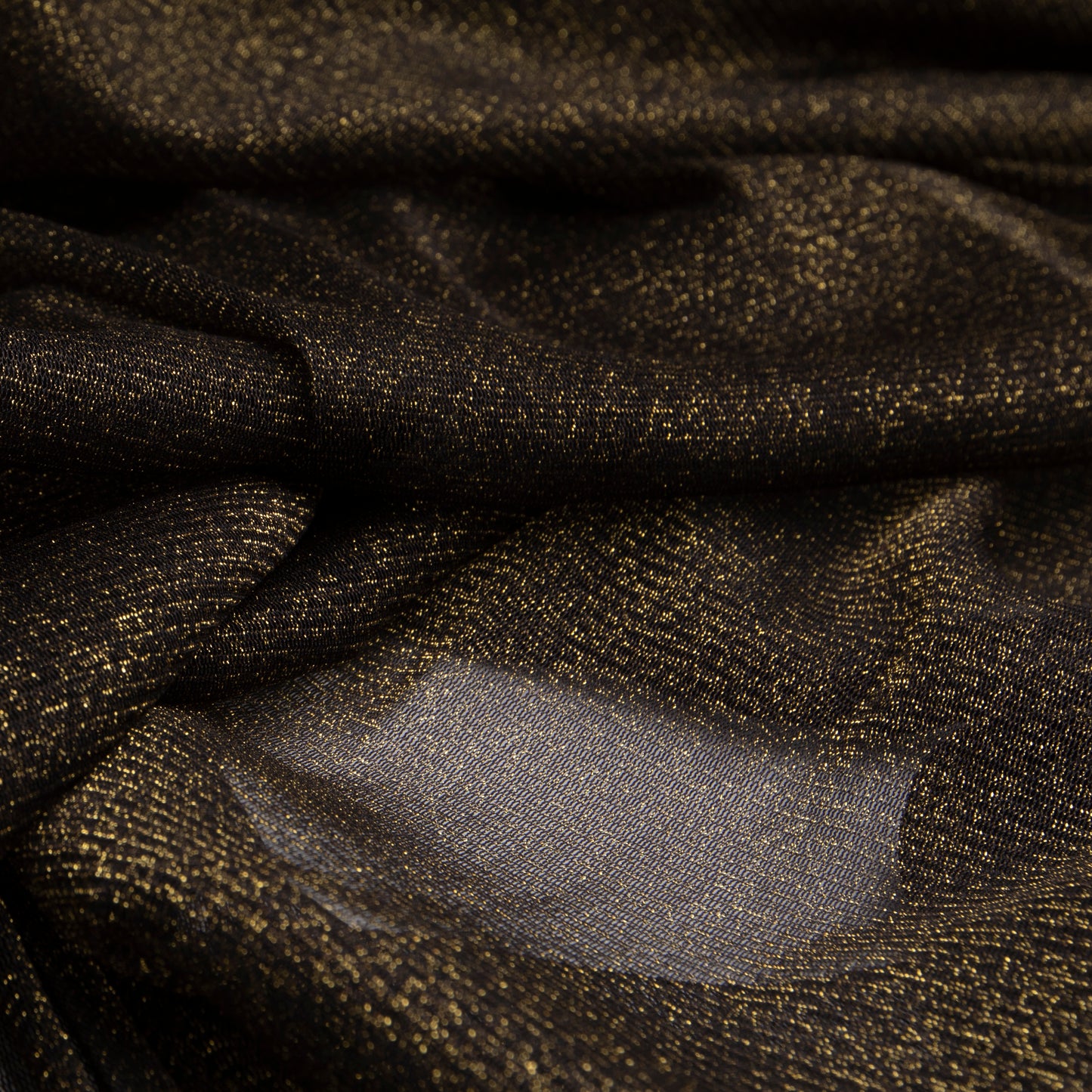 Malha Tule Gold Preto Dourado